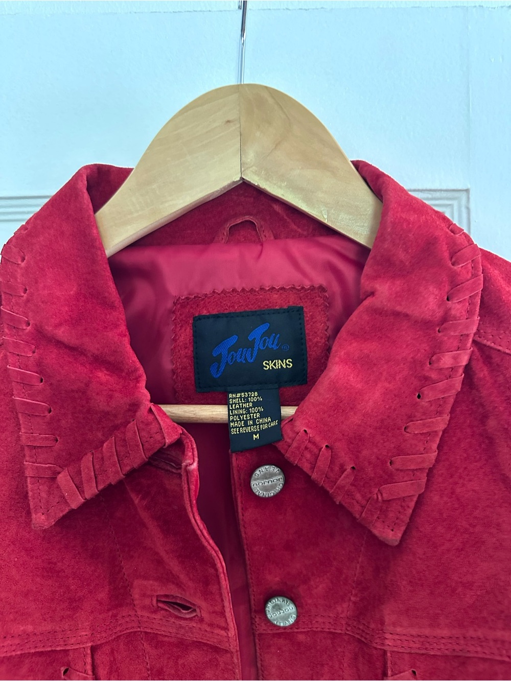 Jou Jou Skins Vintage Red Suede Leather Jacket — Size M - Picture 5 of 9